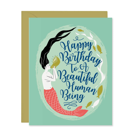 Lucy Loves Paper - Mermaid Beautiful Human - Birthday Card (A2)