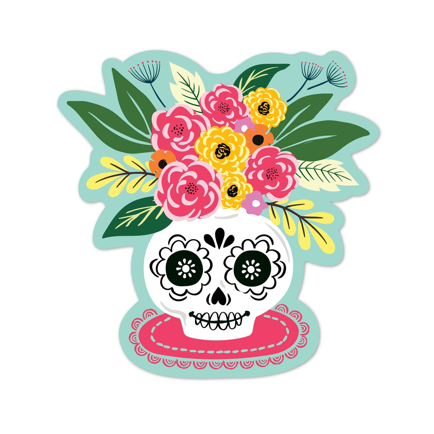 Lucy Loves Paper - Sugar Skull Flower Vase sticker - Calavera sticker