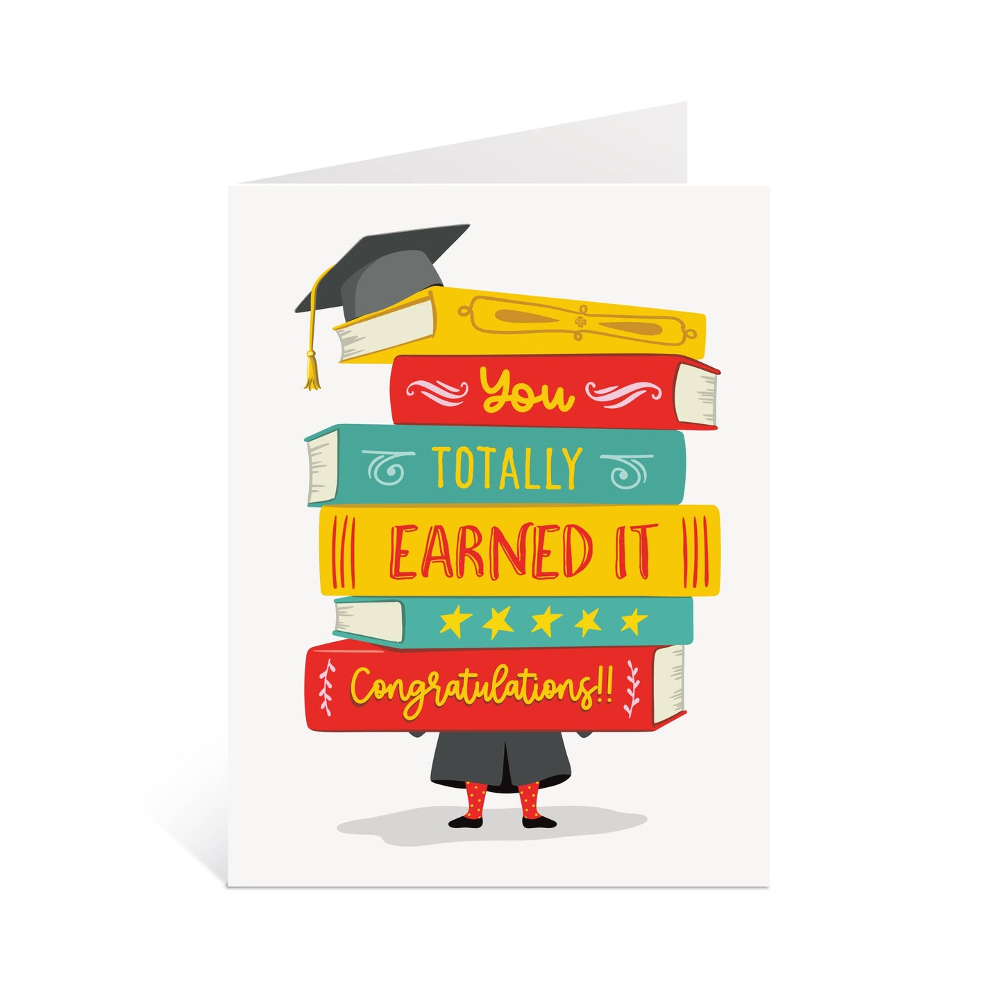 Lucy Loves Paper - You Totally Earned It - book pile graduation card