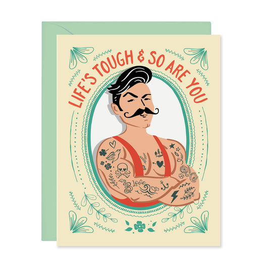 Lucy Loves Paper - Tough & So Are You - Tattooed Fighter Encouragement Card(A2)