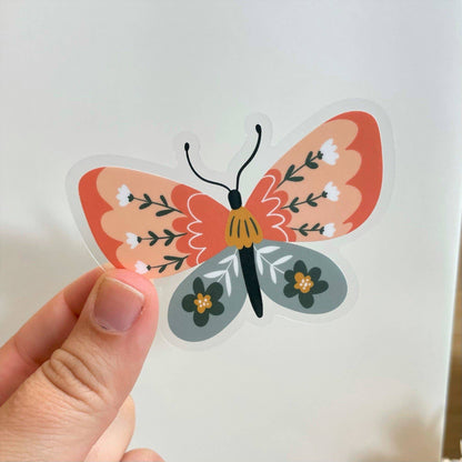 Wildly Enough - Coral Butterfly Sticker, 3-inch