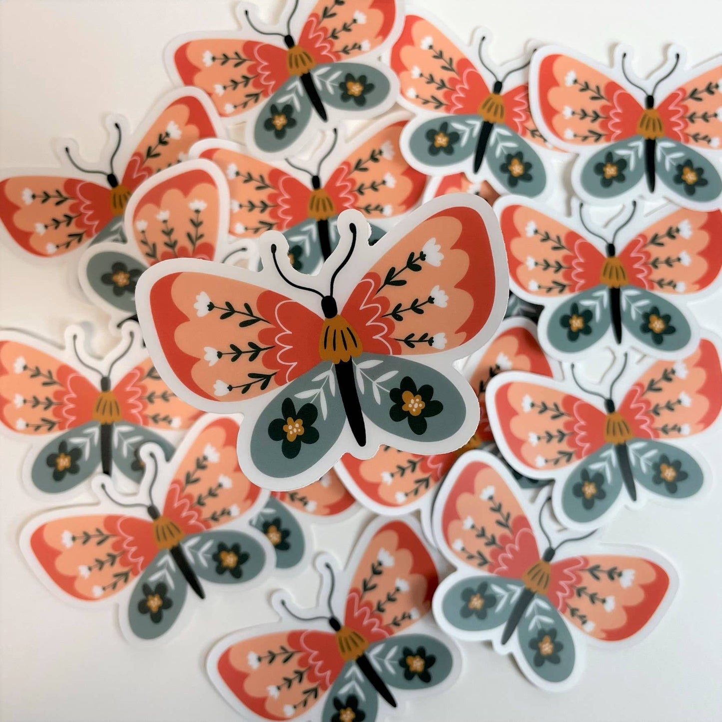 Wildly Enough - Coral Butterfly Sticker, 3-inch