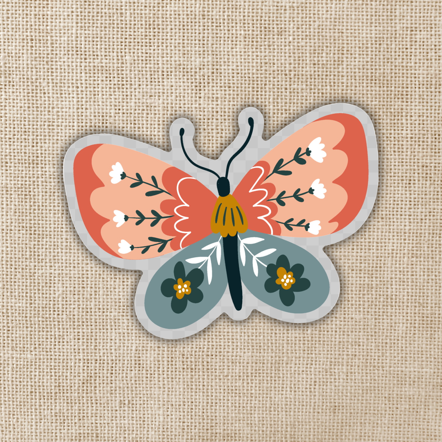 Wildly Enough - Coral Butterfly Sticker, 3-inch