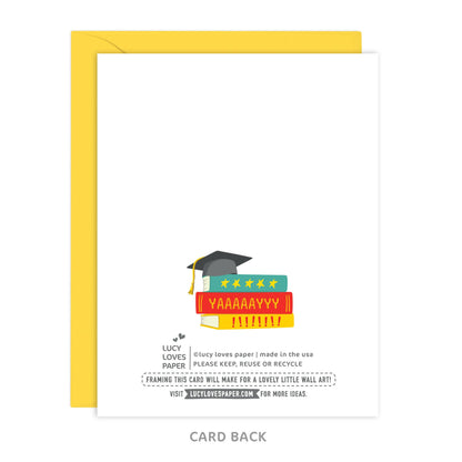 Lucy Loves Paper - You Totally Earned It - book pile graduation card