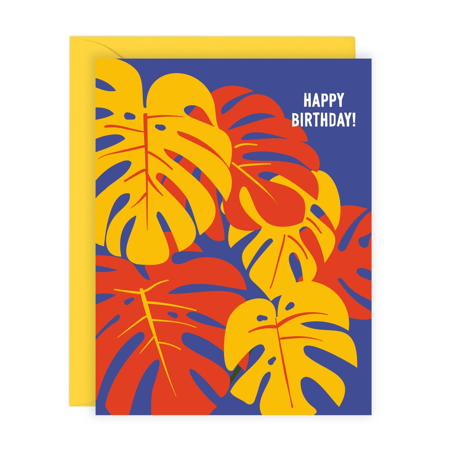 Lucy Loves Paper - Colorful Monstera Birthday Card (A2)