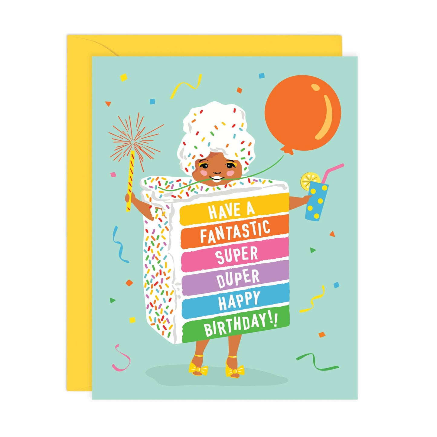Lucy Loves Paper - Rainbow Cake Girl | Super Duper Happy Birthday Card