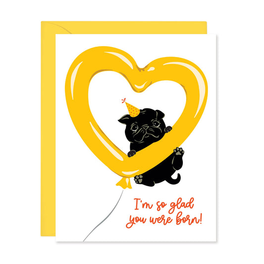 Lucy Loves Paper - Glad You Were Born, Balloon Dog Birthday Card (A2)