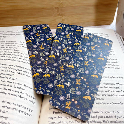 Wildly Enough - Fall Floral Blue Bookmark