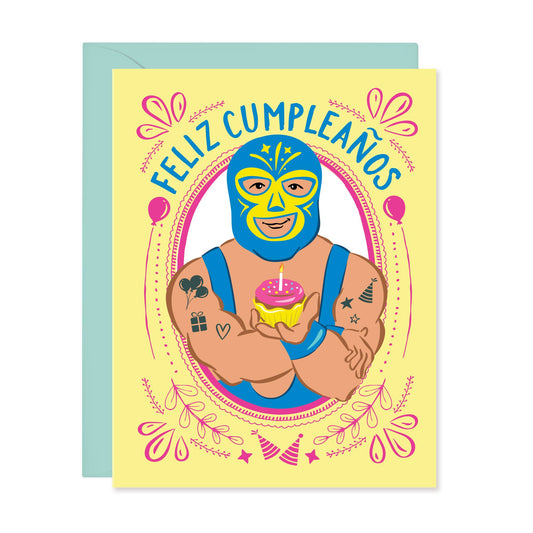 Lucy Loves Paper - Lucha Libre Feliz Cumpleaños, Birthday Card In Spanish (A2)