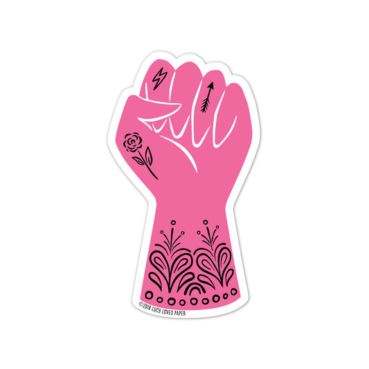 Lucy Loves Paper - Pink Power Fist - Feminist Sticker