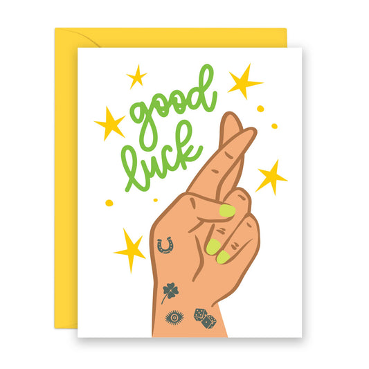 Lucy Loves Paper - Good Luck Card | Hands With Good Luck Tatoos