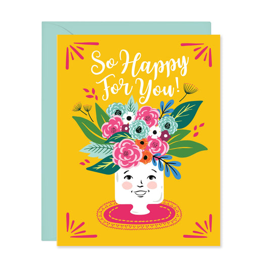 Lucy Loves Paper - So Happy for You - Illustrated Flower Pot Card