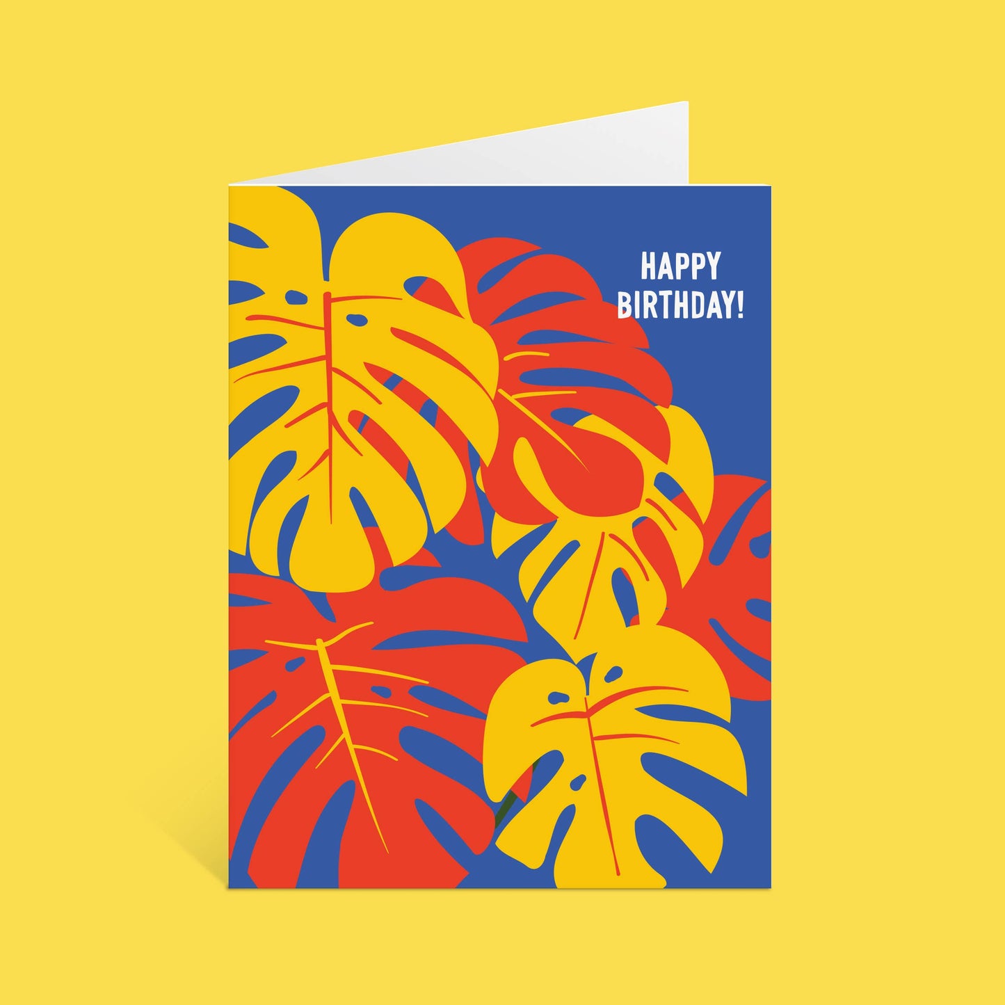 Lucy Loves Paper - Colorful Monstera Birthday Card (A2)