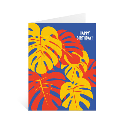 Lucy Loves Paper - Colorful Monstera Birthday Card (A2)