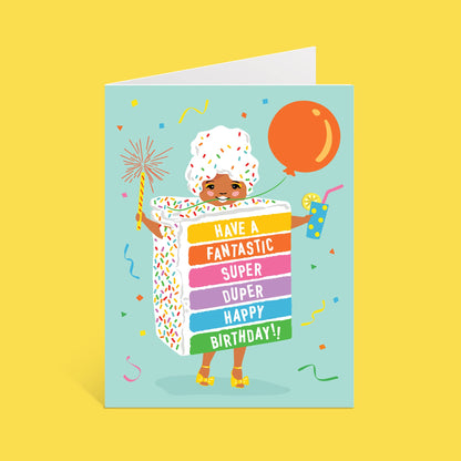 Lucy Loves Paper - Rainbow Cake Girl | Super Duper Happy Birthday Card